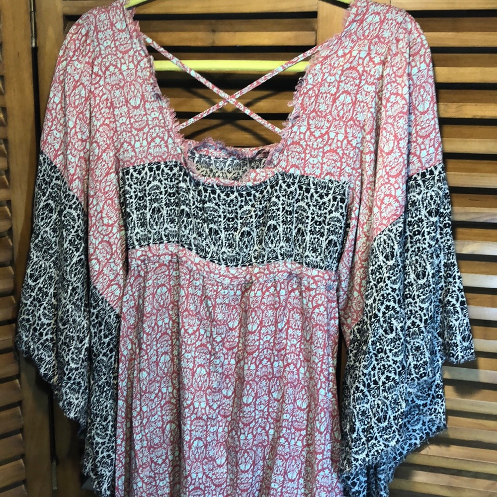 Altar’d State Boho-style Mini Caftan Dress Kimono Sleeve - Picture 5 of 9